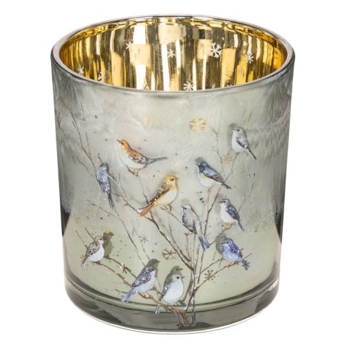 Portavelas de cristal con motivo de pájaro y copo de nieve, 8 cm, 2 unidades comprar | Floristik24.es