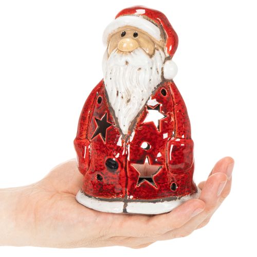 Figura decorativa de Papá Noel como portavelas con estrellas, decoración de mesa, 15 cm