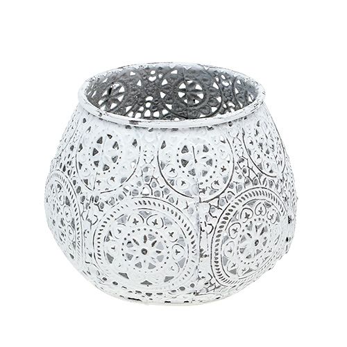 Floristik24 Linterna blanca con patrón Ø10cm H8cm 1pc
