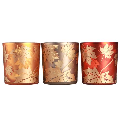 Artículo Farol de cristal hojas marrón champagne Ø7,5cm 6 piezas