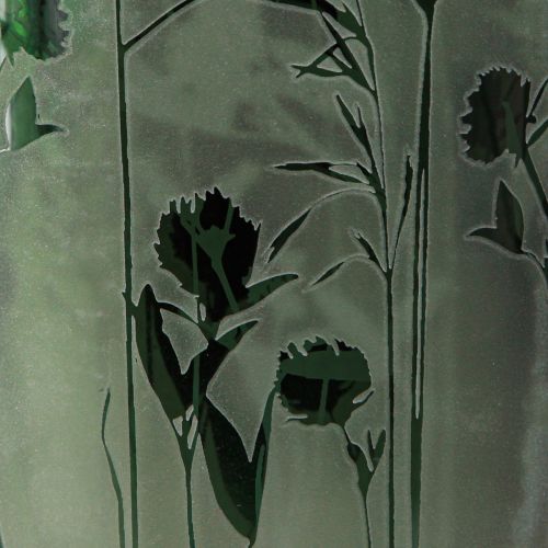 Artículo Farol de cristal blanco con motivo de pradera verde Al. 18 cm