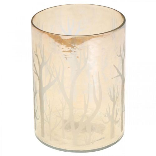 Artículo Linterna Cristal Árboles Marrón Vela Cristal Ø12cm H15cm