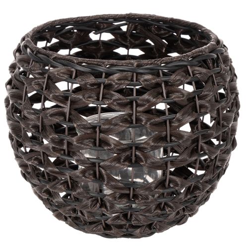 Portavelas tejido, negro y marrón, decoración de verano, Ø31cm H25cm