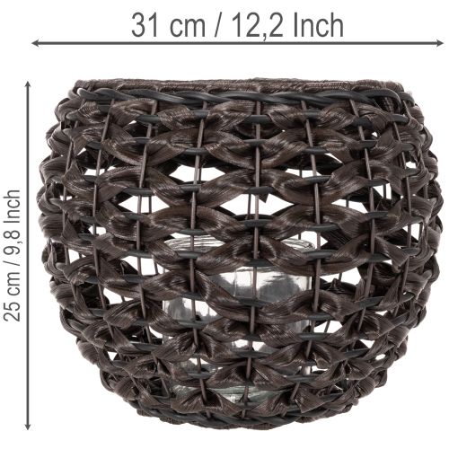 Portavelas tejido, negro y marrón, decoración de verano, Ø31cm H25cm | Floristik24.es