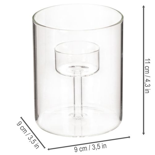 Farol de cristal con portavelas elevado de 11 cm. | Floristik24.es