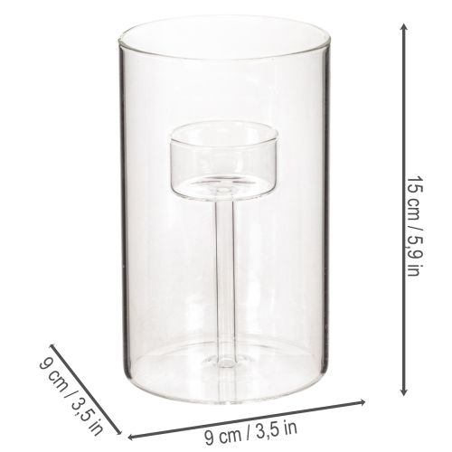 Portavelas de cristal con inserto para velas cilíndricas de 15 cm (2 unidades) | Floristik24.es