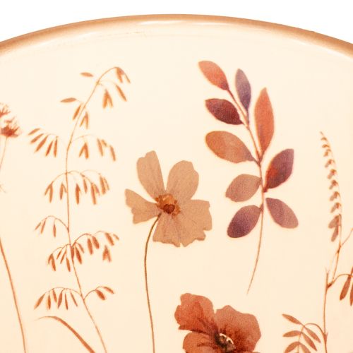 Artículo Portavelas de cristal con motivo floral para momentos acogedores en el hogar, 18 cm