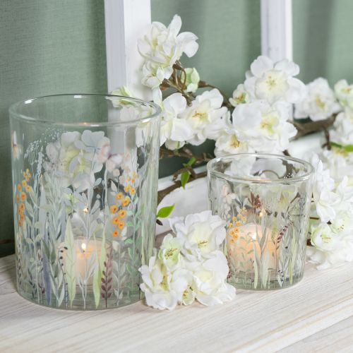 Artículo Farol decorativo de cristal con motivo de mariposas para un toque elegante en el hogar, 18 cm, 2 piezas