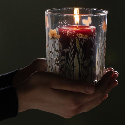 Artículo Farol decorativo de cristal con motivo de mariposas para un toque elegante en el hogar, 18 cm, 2 piezas