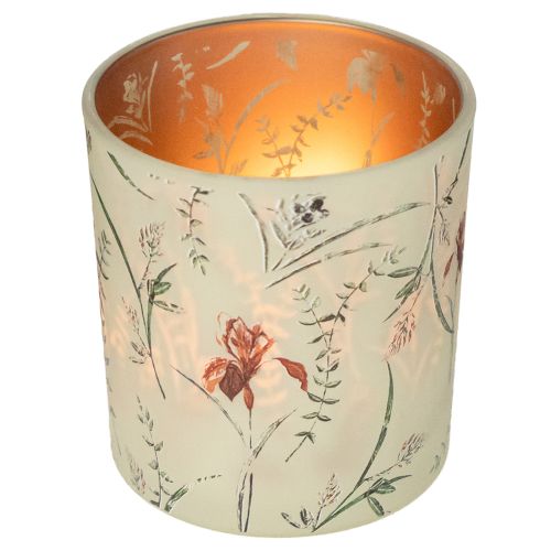 Artículo Farol decorativo de cristal con motivo floral para dar un toque atmosférico al hogar, 8 cm, 4 piezas.