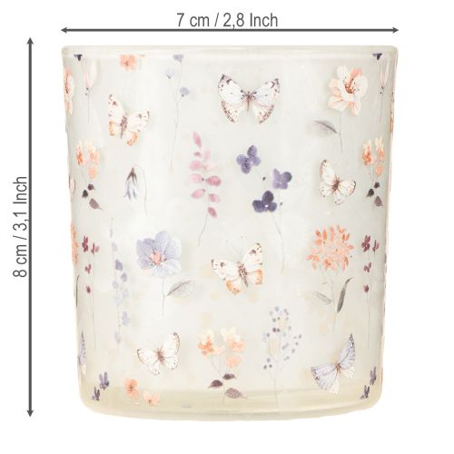 Artículo Farol decorativo de cristal con diseño de mariposa para un toque elegante en el hogar, 8 cm, 4 piezas