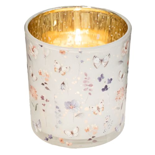 Artículo Farol decorativo de cristal con diseño de mariposa para un toque elegante en el hogar, 8 cm, 4 piezas