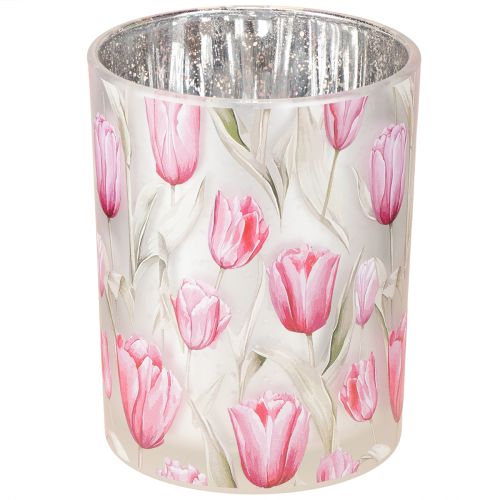 Elegante farolero con motivo de tulipán para una decoración primaveral atmosférica, 12,5 cm, 2 piezas.