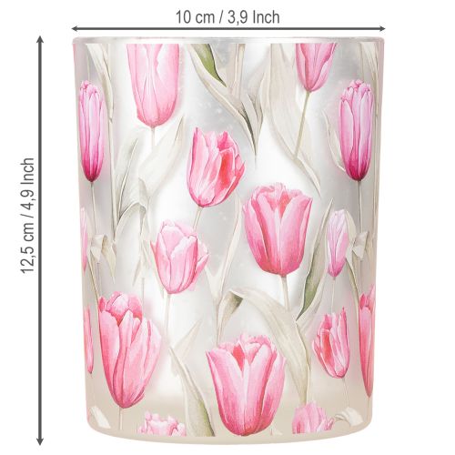 Artículo Elegante farolero con motivo de tulipán para una decoración primaveral atmosférica, 12,5 cm, 2 piezas.