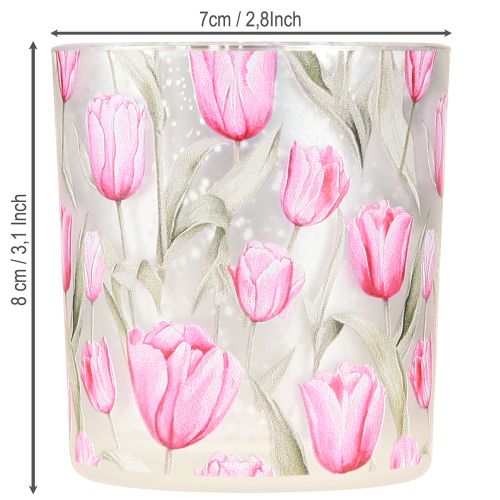 Artículo Farol decorativo de cristal con diseño de tulipán para decorar el hogar en primavera, 8 cm, 4 piezas.