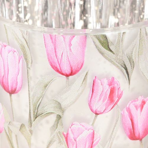 Artículo Farol decorativo de cristal con diseño de tulipán para decorar el hogar en primavera, 8 cm, 4 piezas.