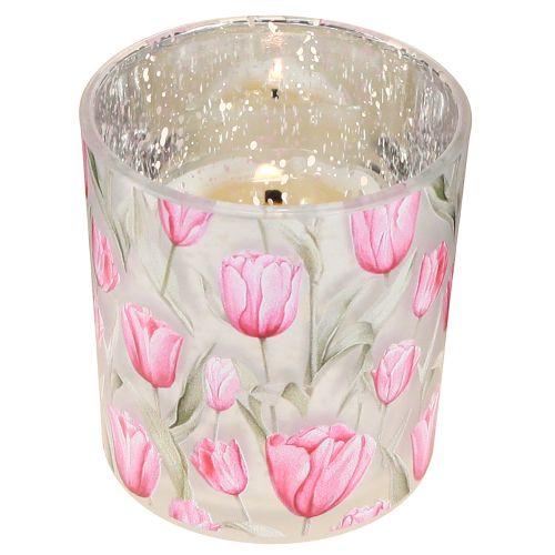 Artículo Farol decorativo de cristal con diseño de tulipán para decorar el hogar en primavera, 8 cm, 4 piezas.