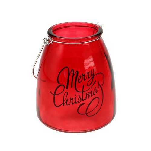 Floristik24 Farol con luz roja Ø12cm H14,5cm