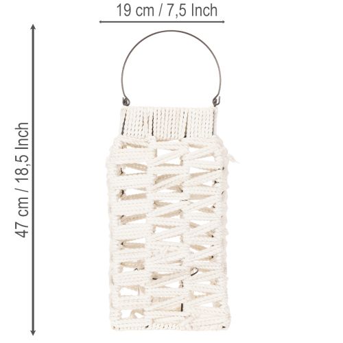 Farol colgante, decoración de verano, macramé, 35,5 cm de alto x 19 cm de ancho. | Floristik24.es