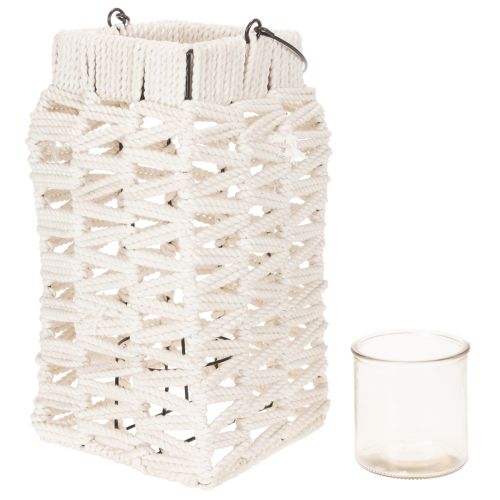 Farol colgante, decoración de verano, macramé, 35,5 cm de alto x 19 cm de ancho. | Floristik24.es
