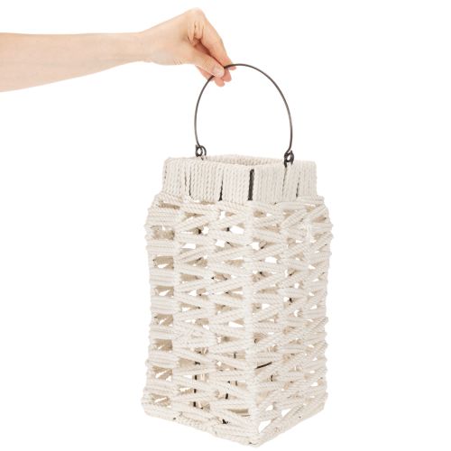 Farol colgante, decoración de verano, macramé, 35,5 cm de alto x 19 cm de ancho. | Floristik24.es