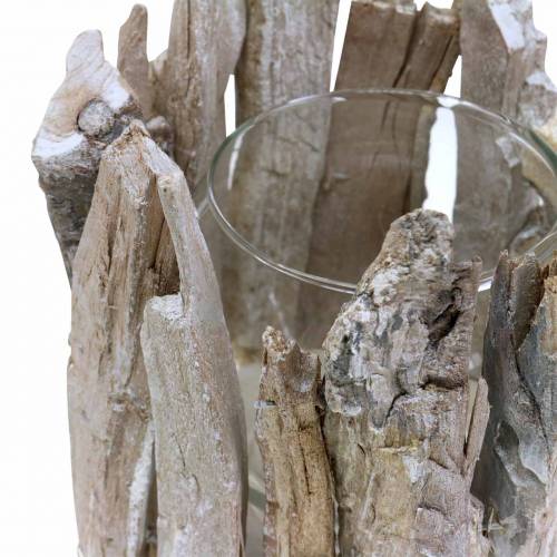 Floristik24 Farol madera blanqueada Ø14cm H14cm