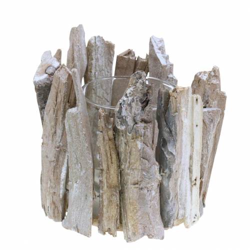 Farol madera blanqueada Ø14cm H14cm