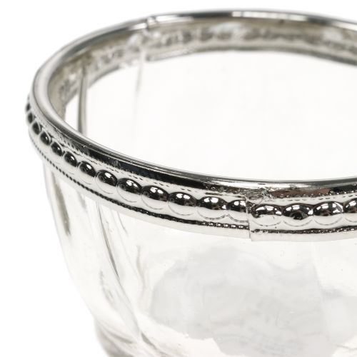 Floristik24 Candelita de vidrio antiguo con borde de metal Ø7cm H4cm