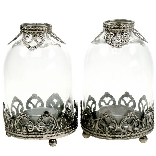 Artículo Farolillo de cristal Tealight Vintage Ø8.5cm H14cm 2pcs