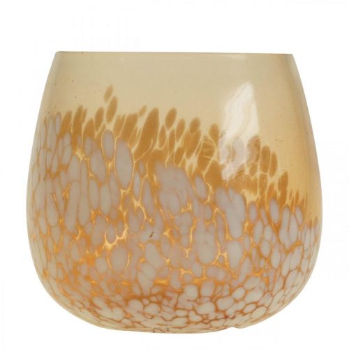 Artículo Linterna portavelas de cristal decoración de cristal marrón blanco Ø8cm 4pcs