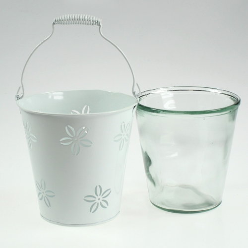 Floristik24 Cubo farol blanco Ø17cm H17cm