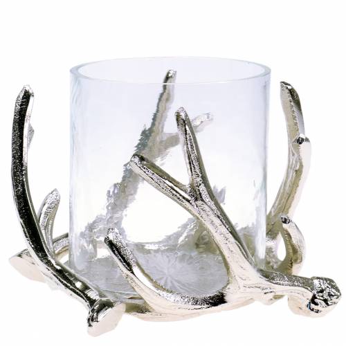 Floristik24 Vaso para vela con asta Plata Ø16cm H11cm