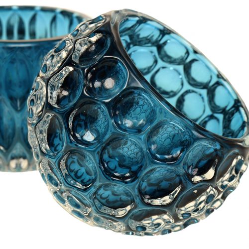 Floristik24 Farolillos de cristal azul oscuro Ø8cm H6cm 2pcs