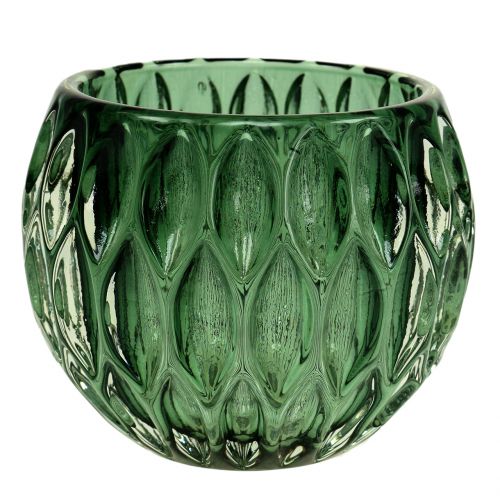 Floristik24 Farol de cristal verde oscuro Ø11,5cm H9cm 1p