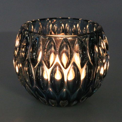 Floristik24 Farol de cristal azul oscuro Ø11.5cm H9cm