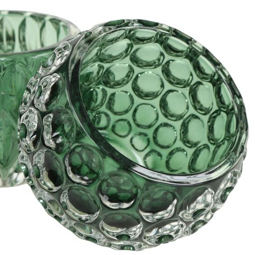 Floristik24 Linterna vidrio verde oscuro Ø8cm H6cm 2pcs