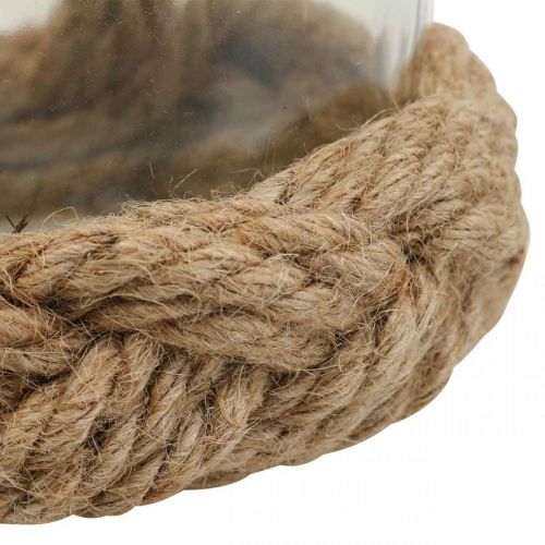 Floristik24 Linterna vidrio fibra natural cáñamo trenzado Ø13cm H10cm
