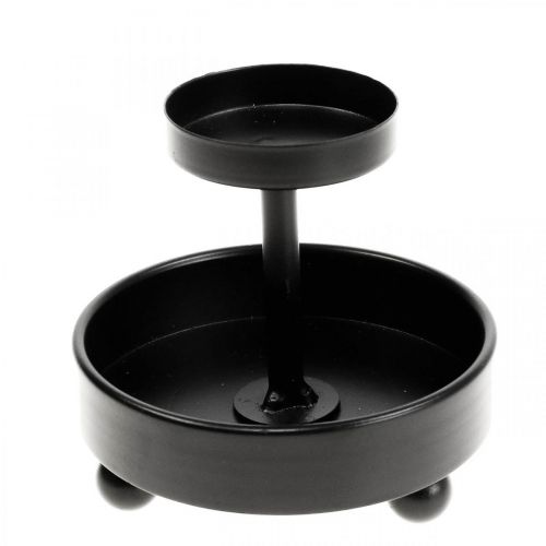 Floristik24 Linterna portavelas de cristal metal negro H18cm