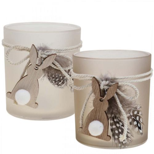 Linterna portavelas de cristal Pascua Ø8cm H9cm 2pcs