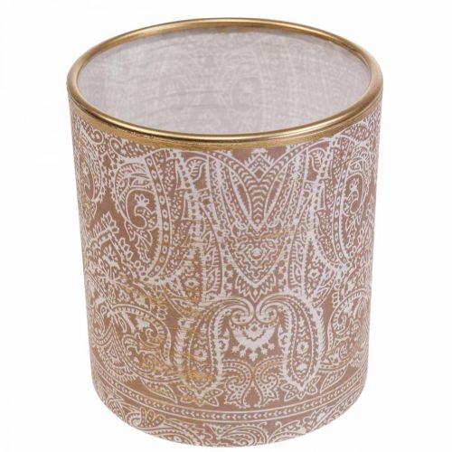 Artículo Farol Portavelas de Vidrio Patrón Paisley Ø8cm H9cm 2pcs