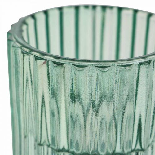 Artículo Portavelas acanalado de vidrio linterna Ø5.5cm H6cm 4pcs