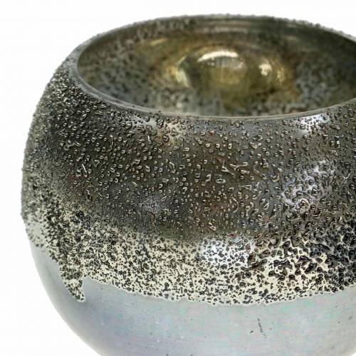 Artículo Linterna vidrio plata Ø8.5cm H6.5cm 4pcs