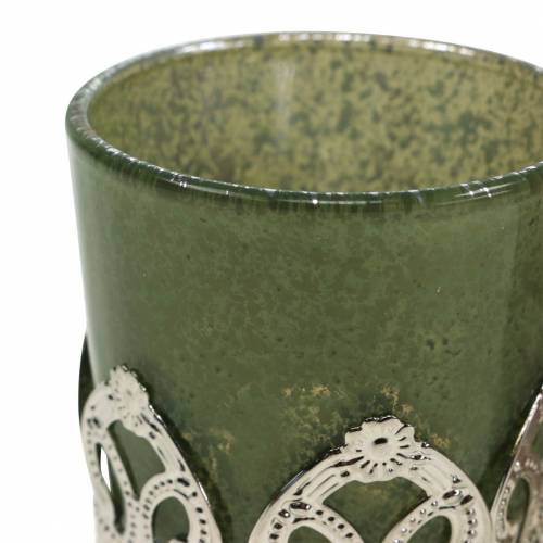 Floristik24 Linterna vidrio metal decoración verde lila Ø5.5cm H5.5cm 4pcs