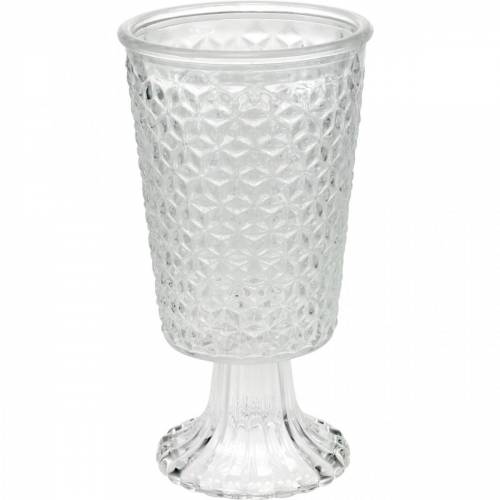 Farol de cristal con base claro Ø10cm H18.5cm decoración de mesa | Floristik24.es