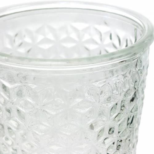Farol de cristal con base claro Ø10cm H18.5cm decoración de mesa | Floristik24.es