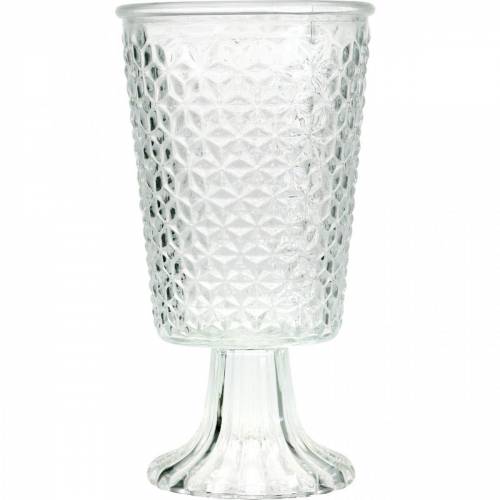 Farol de cristal con base claro Ø10cm H18.5cm decoración de mesa | Floristik24.es