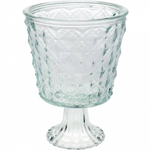 Floristik24 Farol de cristal con base claro Ø13.5cm H18cm decoración de mesa exterior