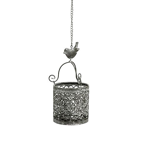 Floristik24 Farol colgante gris Ø8,5cm H8,5cm