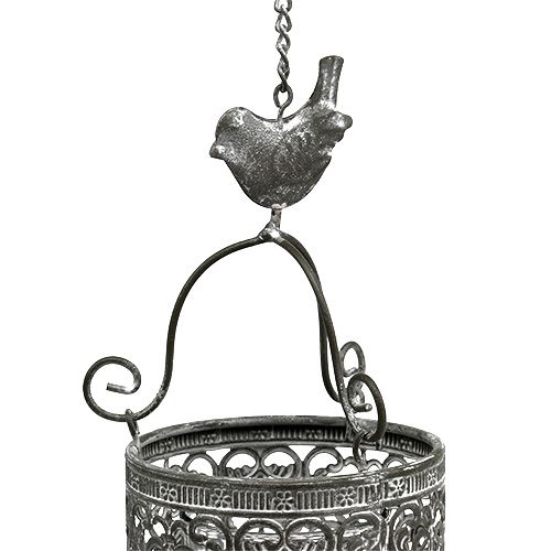 Floristik24 Farol colgante gris Ø8,5cm H8,5cm