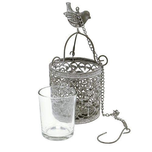 Floristik24 Farol colgante gris Ø8,5cm H8,5cm